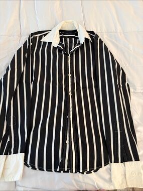 Ralph Lauren Black and White Striped Button-Down Shirt